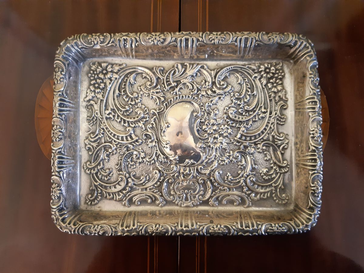 Edwardian rectangular silver tray